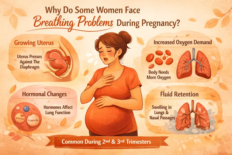 Why do some women face breathing problem during pregnancy